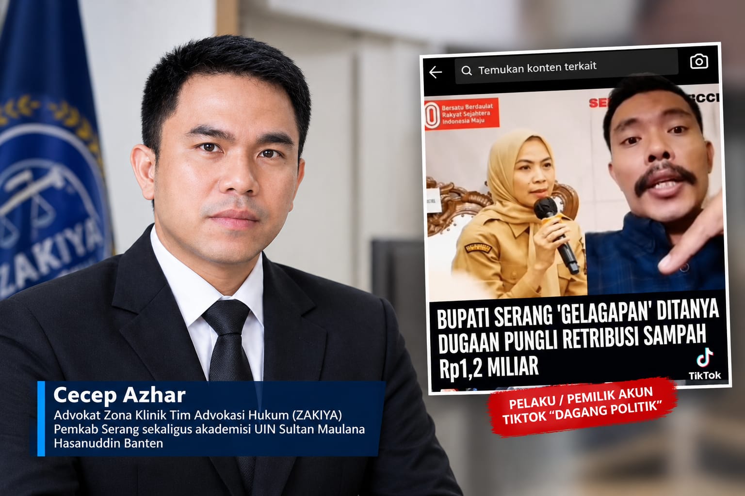 BANTAH NARASI “BUPATI SERANG GELAGAPAN” SOAL RETRIBUSI SAMPAH Rp1,2 M, CECEP AZHAR: BUKTIKAN TUDUHANNYA ATAU KLARIFIKASI